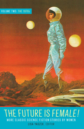 A book cover showing a woman in a space suit traversing another planet.